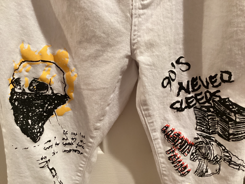 Jeans bianco stile P053 "anni 90 mai dormire" taglia 32 BELLO! - Foto 2 di 9