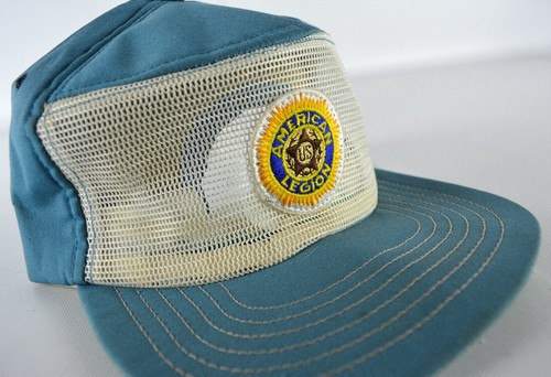 Vintage US American Legion Hap Cap Mesh Blue White Snap Back Trucker - Picture 4 of 6