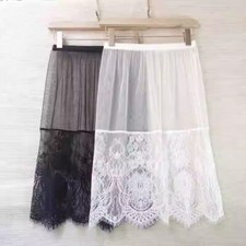 Mesh Petticoat Lace Women Skirt Underskirt Sheer Splice Retro Casual Girl