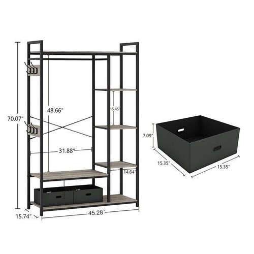 Organized Garment Rack Storage Closet System with Open Shelves and Hanging Rod - Picture 4 of 16