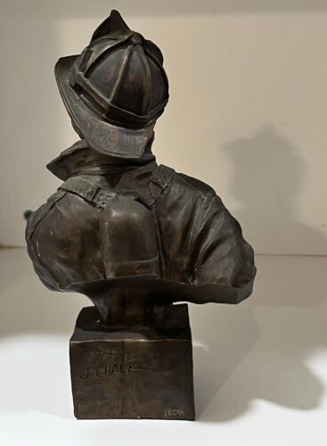 John Chalk Bronze Cast Feuerwehrmann Statue 8" - 1985 - Bild 3 von 8