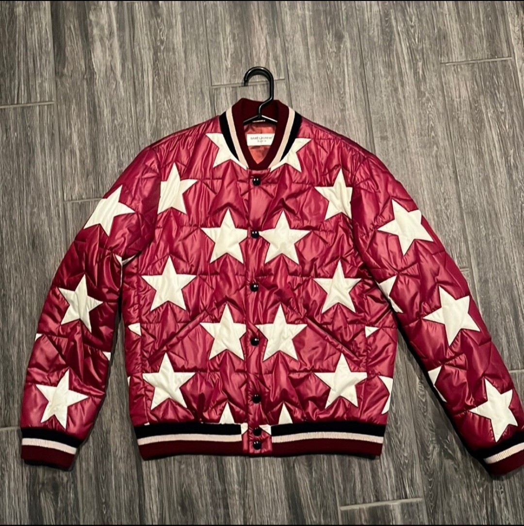 Autentica giacca bomber trapuntata Saint Laurent Star Varsity taglia F36 taglia small