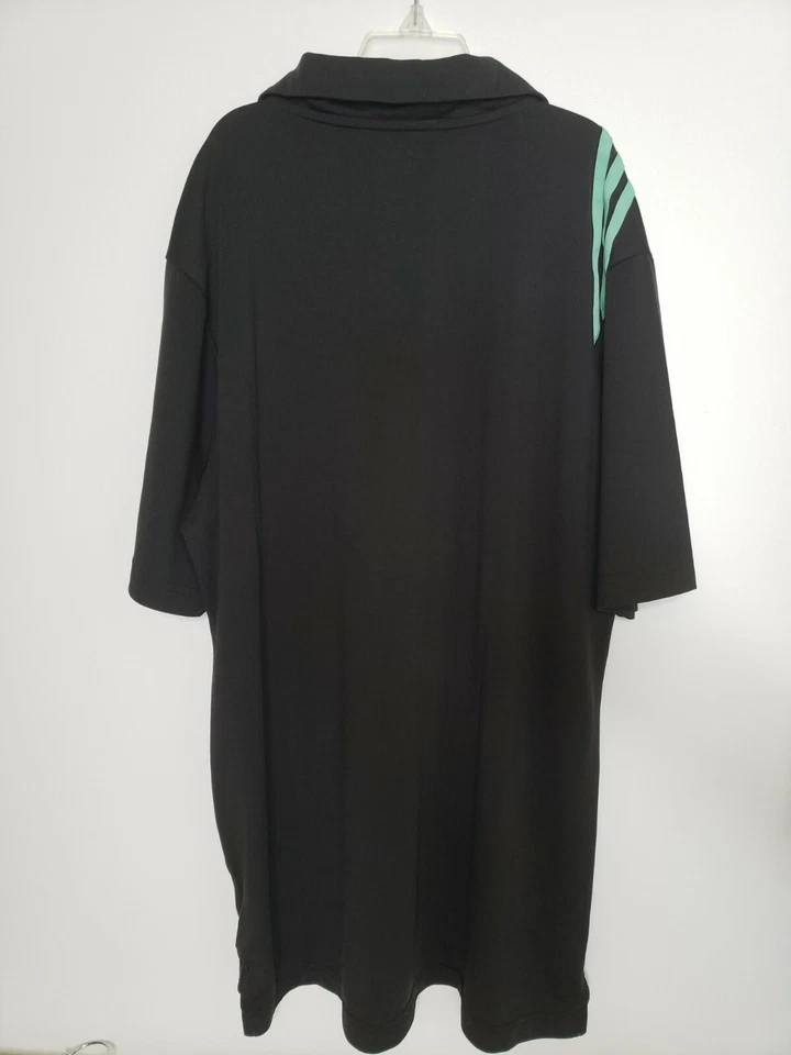 Adidas Golf Boys Black with Green stripes climacool Polo Shirt Youth X Large XL - Image 4 of 4