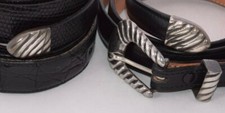 Fine Southwest sterling silver signed ranger buckle 5 piece set 3 leather belts