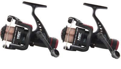 2 x NGT CKR50 Coarse Spinning carp match Rear Drag Fishing Reel with 8lbs line