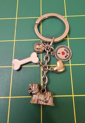 Vintage I Love My Dog Silver Tone Metal Keychain