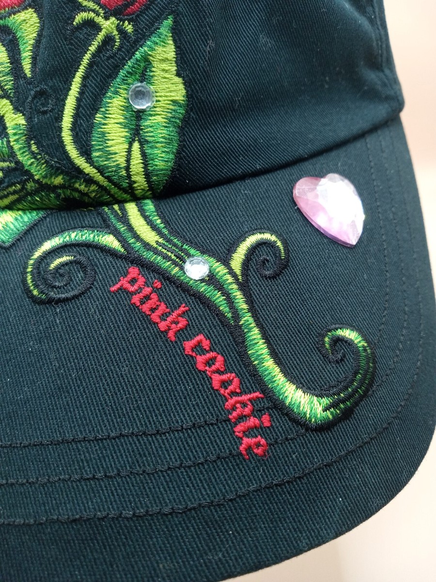 Pink Cookie HAT Black Embroidered Rose SNAPBACK Baseball Cap  display picture 2