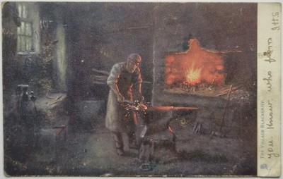Tuck & Sons Oilette Postkarte Der Dorfschmied Feuerlichteffekte KEVII 1539