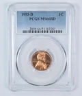 1953-D Lincoln Wheat Cent MS66 RD PCGS Blue Label