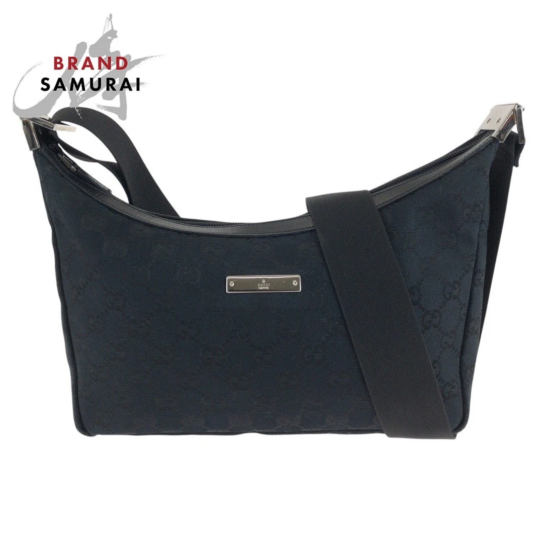 Gucci noir argent quincaillerie Gg toile 019 0433 sac bandoulière pochette femme 4097