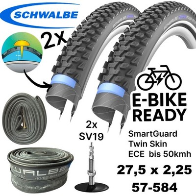 2x Schwalbe Marathon Plus MTB Ebike SG 27,5x2,25'' 57-584  Reifen Schläuche SV19