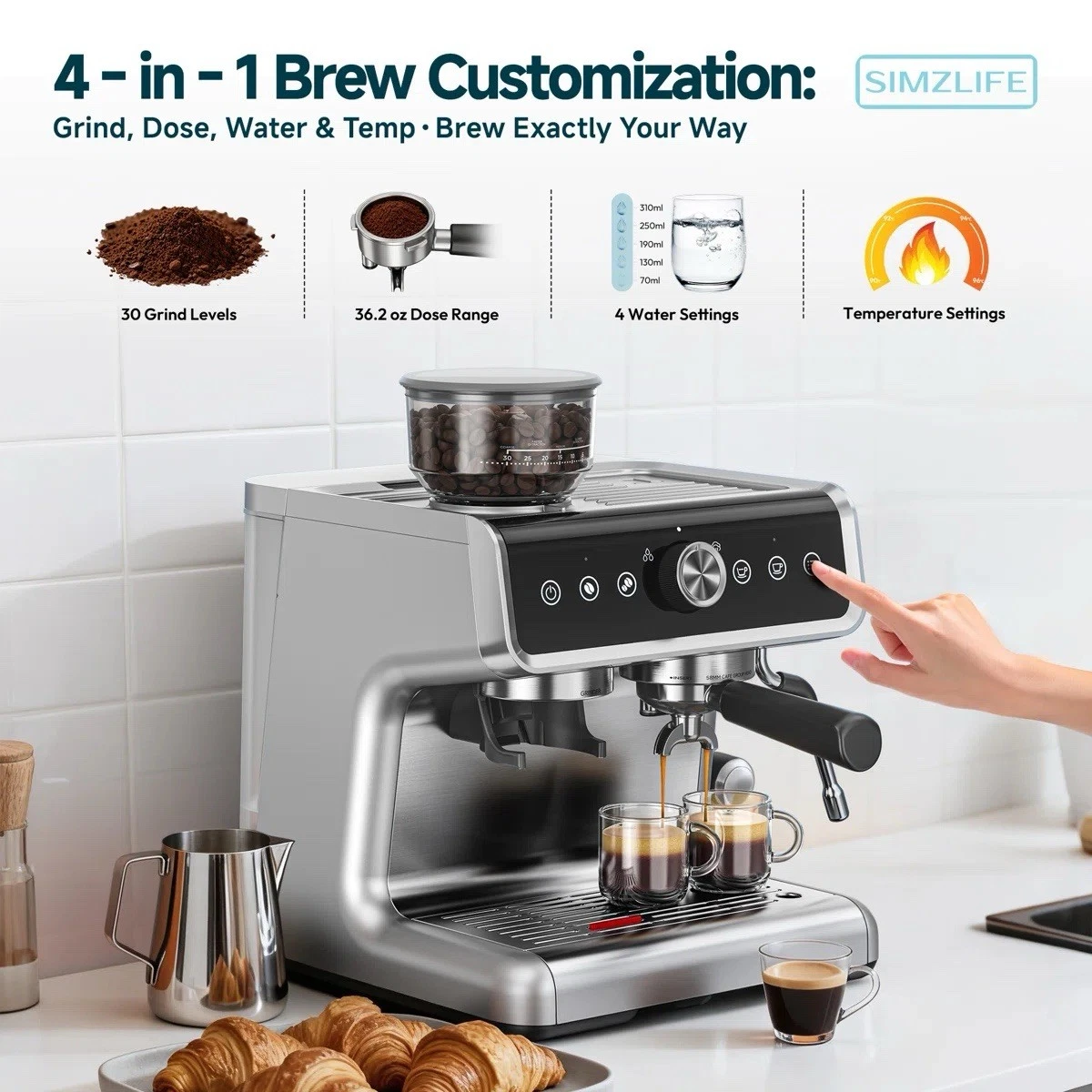 Simzlife Espresso Machine With Grinder