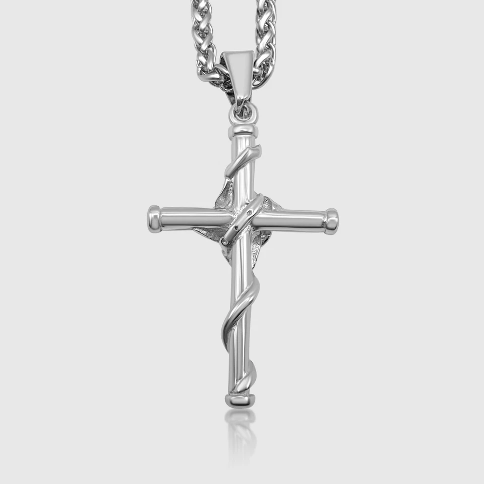 Jesus Christ Crucifix Cross & Rose Pendant/Necklace 18k Gold - Catholic Jewelry - Image 3 of 4