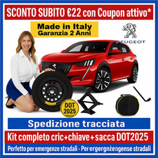 Set Platzsparend Notrad Peugeot 2008 17”4Fori 135/80R17 Cric Schlüssel Sack