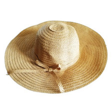 Woven Lightweight One Size Straw Hat With Bow For Summer