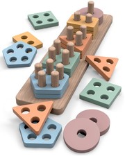 Montessori Toys for 1 Year Old   Wooden Shape Sorter  Stacking Puzzle   Tod...