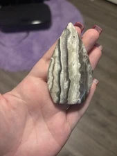 3” Black/White Banded Calcite Teardrop Freeform