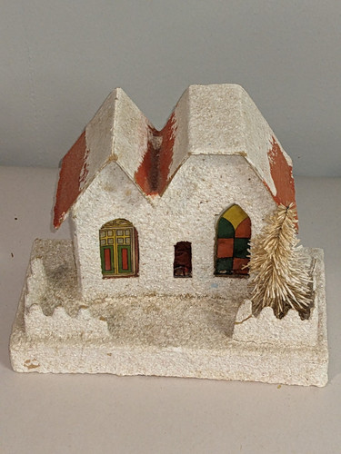 Vintage Christmas Putz House Mica Cardboard, Tree ~ JAPAN~Free Shipping!! - Picture 2 of 9