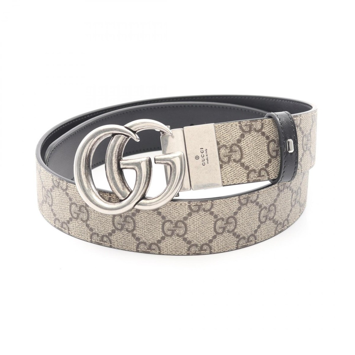Gucci Cream Leather Belt with Silver Double G Buckle Gucci 400593 Belt Supreme Leather with Polished Golden  main image 4