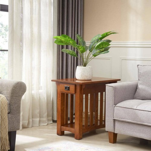 Mission Impeccable 17 in. W x 25 in. D Medium Oak Rectangle Wood End/Side Table - Picture 11 of 12