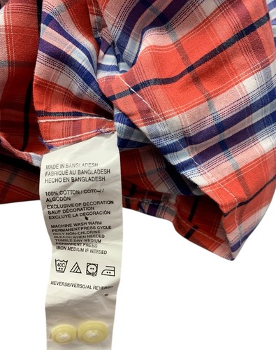 Izod Long Sleeve Button Up Shirt, Red Plaid, Cotton, Men’s Size XL - Picture 10 of 10