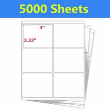30000 4"x3 1/3" Address Mailing Shipping Self Adhesive SKU Label 6 UP 5000 Sheet