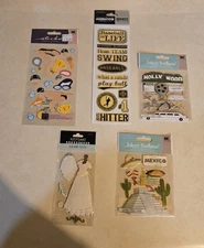 Stickers Large Lot of 5 Scrapbooking Jolee’s Vintage Travel Wedding Baseball New