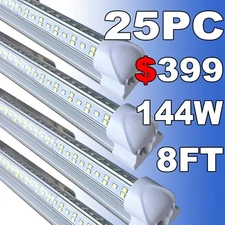 8Ft LED Shop Light 144W 4 Row 96 Inch Cooler Door Freezer LED Tube Fixture 25 PC