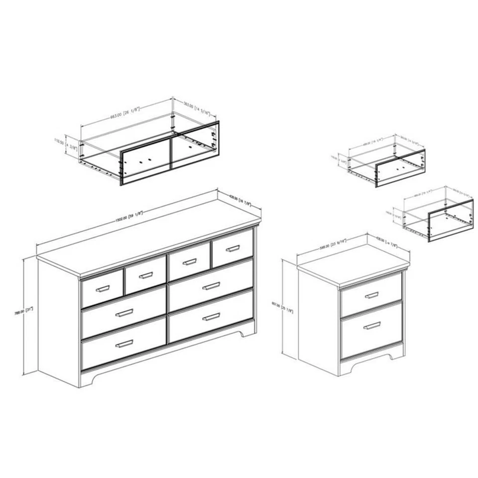 Cómoda South Shore Versa 6 cajones con mesita de noche en roble desgastado Foto 4 de 4
