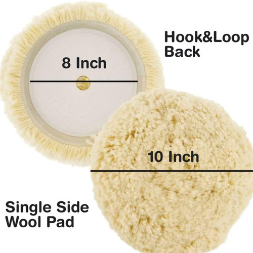 8" Wool Compounding Buff and Shine Pad - Hook and Loop Grip Polishing Pads 1PCS<