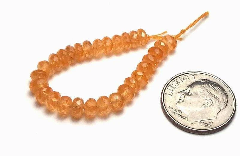 MANDARIN ORANGE SPESSARTITE GARNET 4.5mm Faceted Rondelle Beads AAA NATURAL - Image 2 of 2