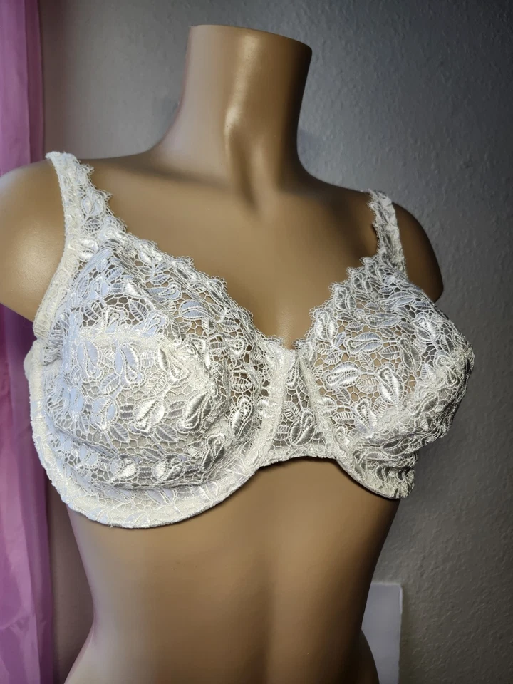 Sujetador con aros de encaje blanco bordado Playtex Secrets 40D #4302 Foto 3 de 4