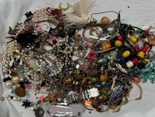 3+ Pounds BEADS & Modern Costume Mystery Jewelry Junk Crafts Salvage