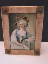 Wood Storage Book Box Beckhard Line Germany Portrait Lady Vintage Faux Book Hide