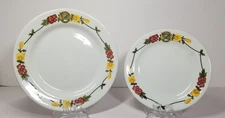 Vintage Los Angeles Steamship Co. Restaurant Ware Hibiscus & Poppies Set of 2