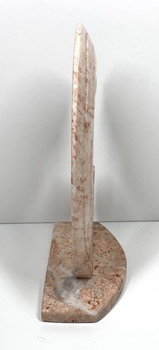 Scultura Madonna col Bambino 8" pietra marmo rosa intagliata Madre Maria bambino Gesù - Foto 12 di 14