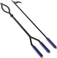 CKLT 40" Fire Log Tongs Firewood Grabber and Fire Poker Set
