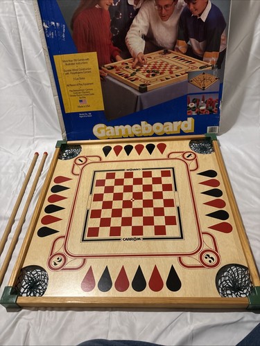 Vintage Carrom Wooden Game Board Table Set Model 108 USA Backgammon Checkers - Picture 6 of 12