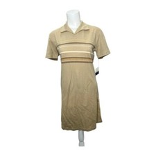 Liz Claiborne Tan Striped Polo T Shirt Dress Sz Medium NEW