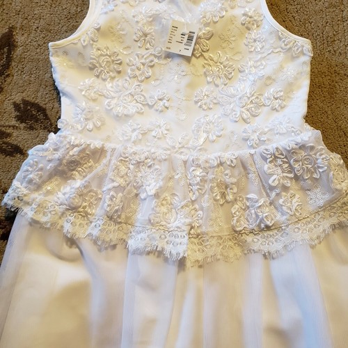 Justice Girls Size 7 Formal White Sequin Lace Dress Holiday Flower Girl Party - Picture 2 of 11