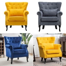 Wing Back Chesterfield Queen Anne Armchair Fireside Lounge Chair Cafe Seat Sofa