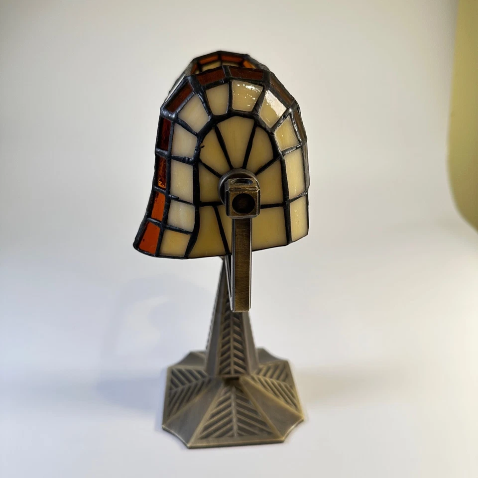 PartyLite Tiffany Style Artisian Bankers Lamp aStained Glass and Brass - Image 2 of 4