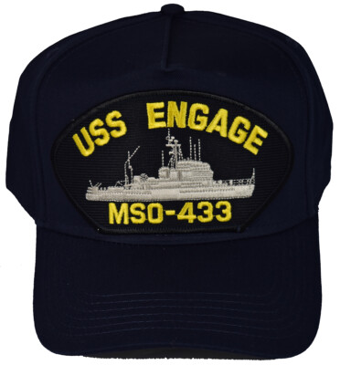 USS ENGAGE MSO-433 SHIP HAT - NAVY BLUE - Veteran Owned Business