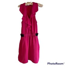 RACHEL ROY Bright Pink sz 10 Dress Ruffled V-Neck Barbiecore Balletcore Feminine