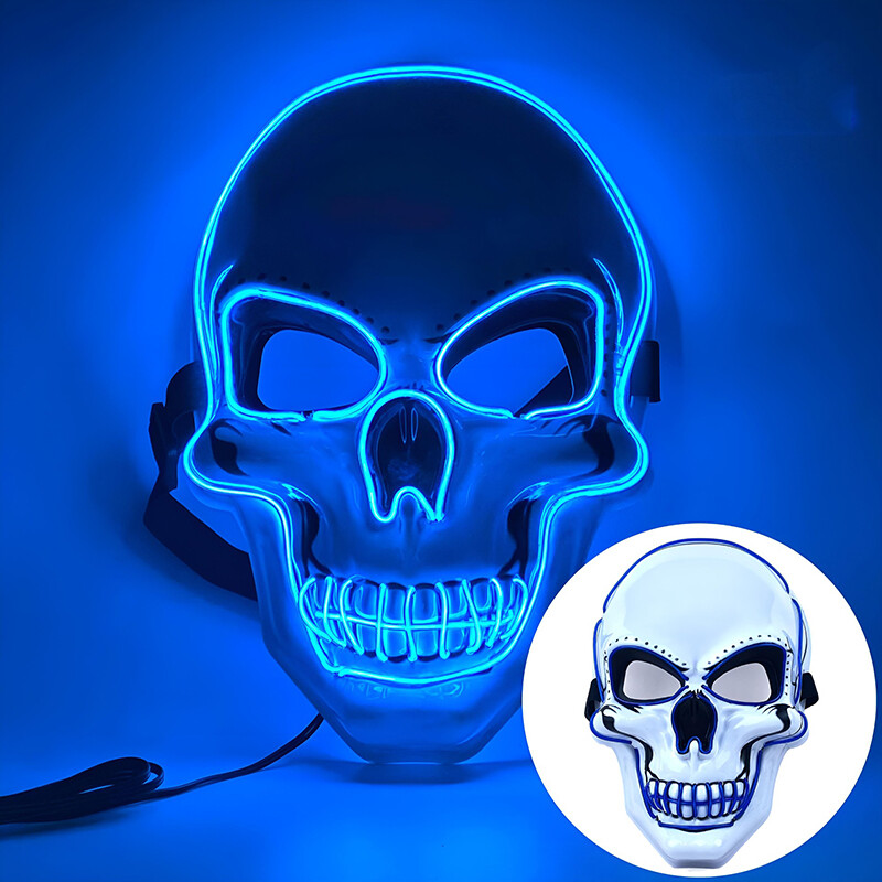 Halloween Skeleton LED Mask Glow Scary Skull Mask Light Up Costume
