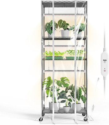 Indoor Greenhouse with Grow Lights & Metal Stand for Plant Growing 23.5''x13.8