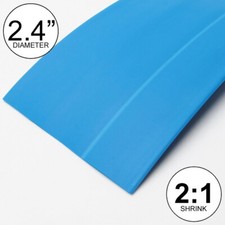 2.4" ID Blue Heat Shrink Tube 2:1 ratio wrap 2x24" 4 feet inch/ft/to 60mm