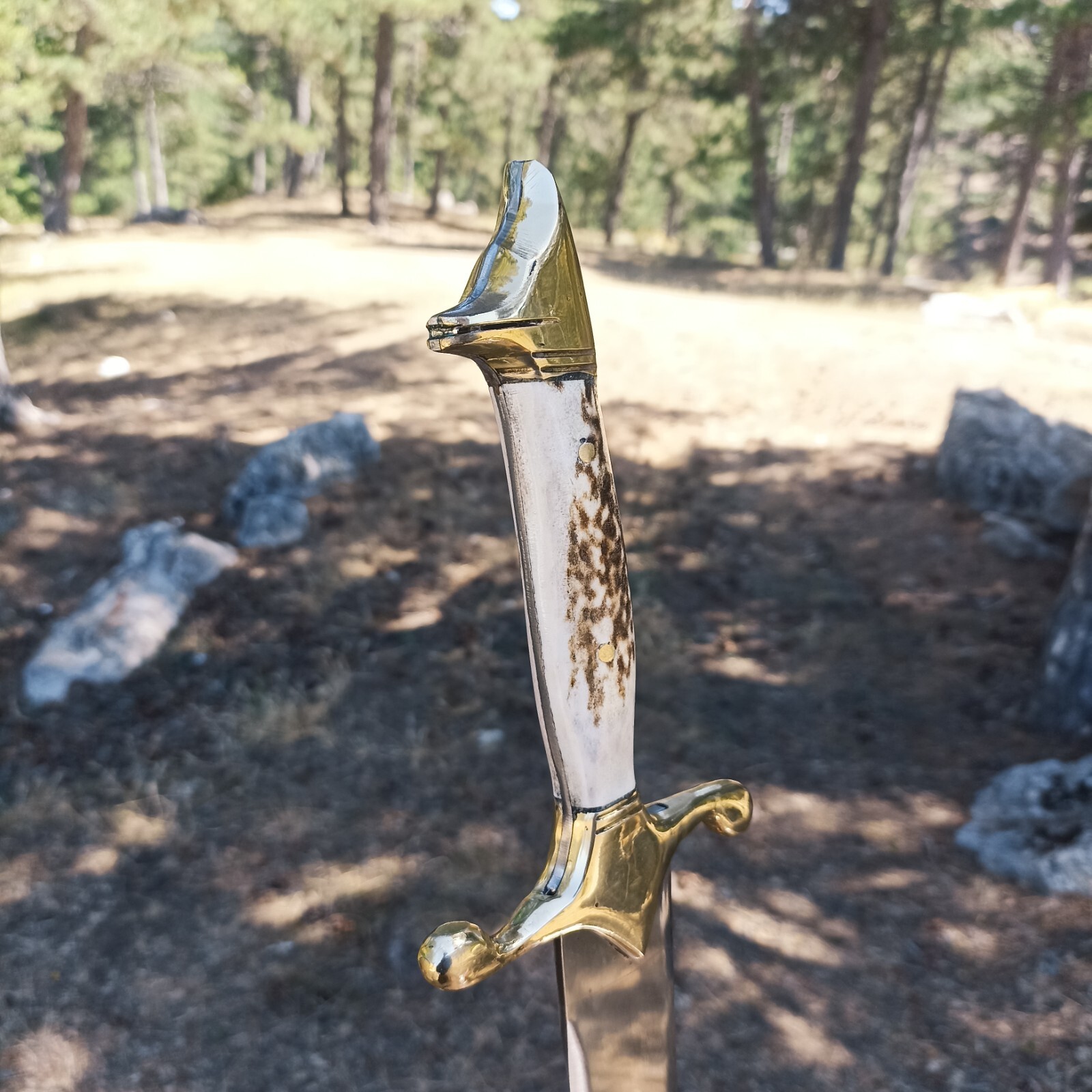 Handmade Stag Antler Handle Arabic Sword, Ottoman Sword, Medieval Sword ...