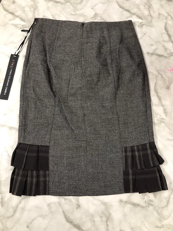 Falda Plisada Ajustada Bebe Gris Carbón CINTURÓN SINTÉTICO TELA LÁPIZ HECHA EN ITALIA 2 Foto 3 de 4