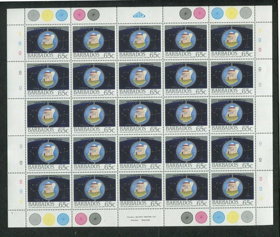 1988 Barbados Postage Stamps #735-738 Full Sheets Set- Harry Bayley Obsveratory - Image 2 of 4